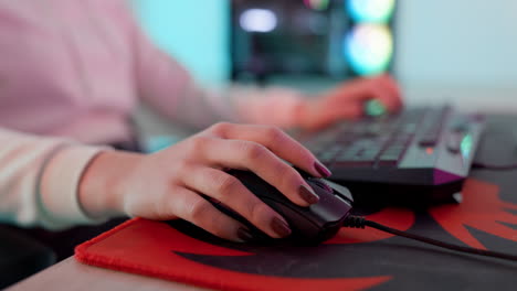 keyboard, mouse and gamer hands for video game