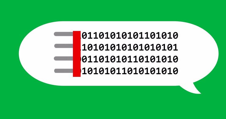 Animation of ai bot conversation and binary coding on speech bubble over transparent background