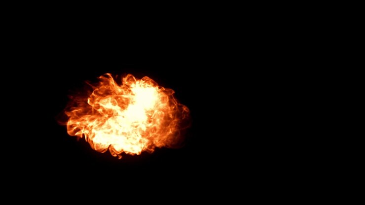 Dynamic Fireball Explosion on Black Background