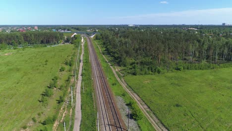 two-track railway. the camera moves around counter-clockwise