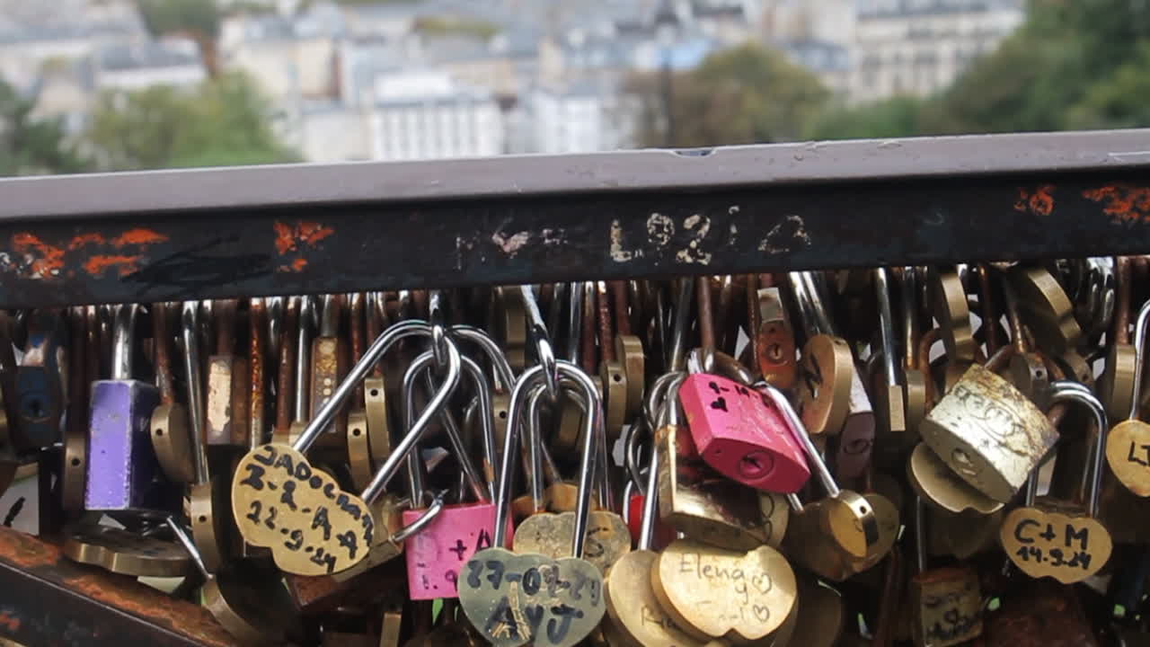 Love locks on a bridge in Paris