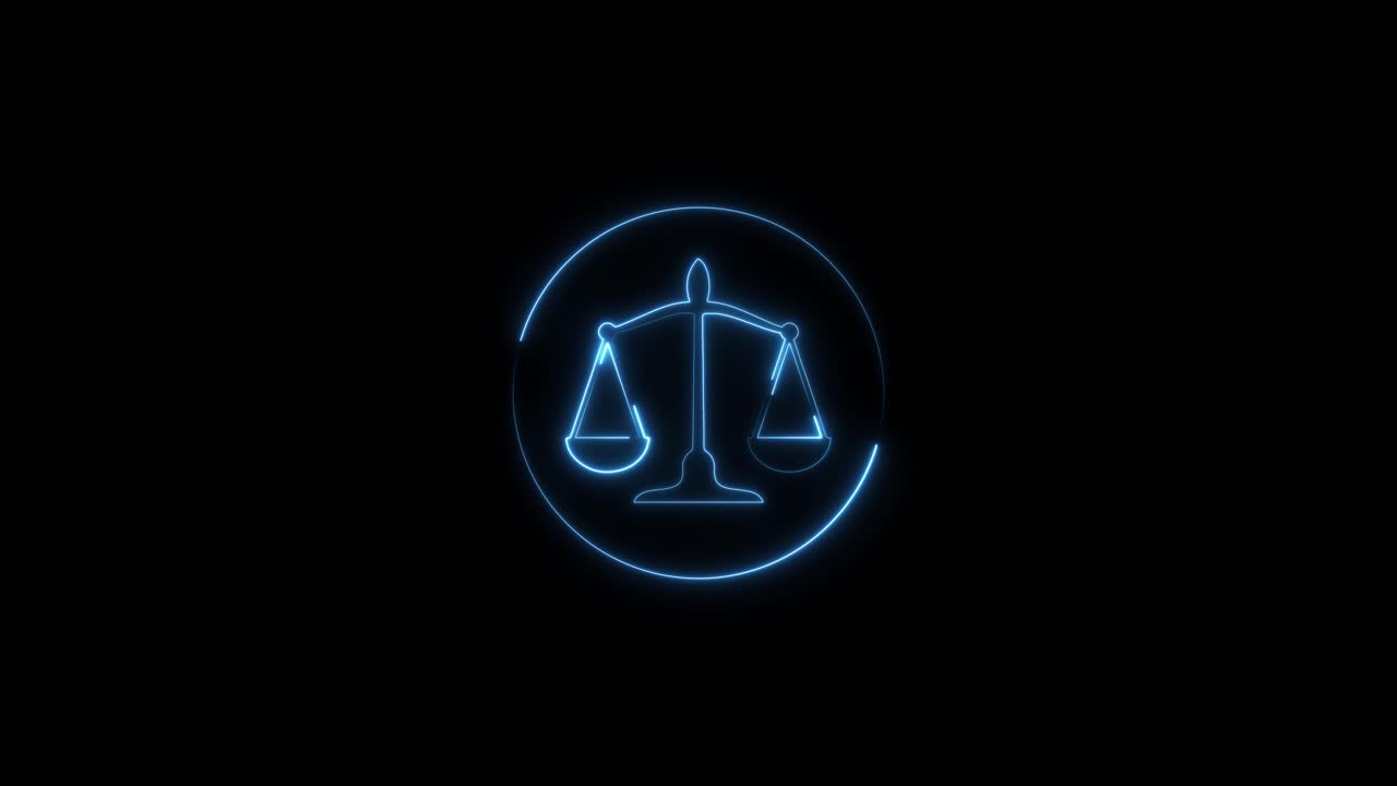 Neon Scales of Justice Symbol