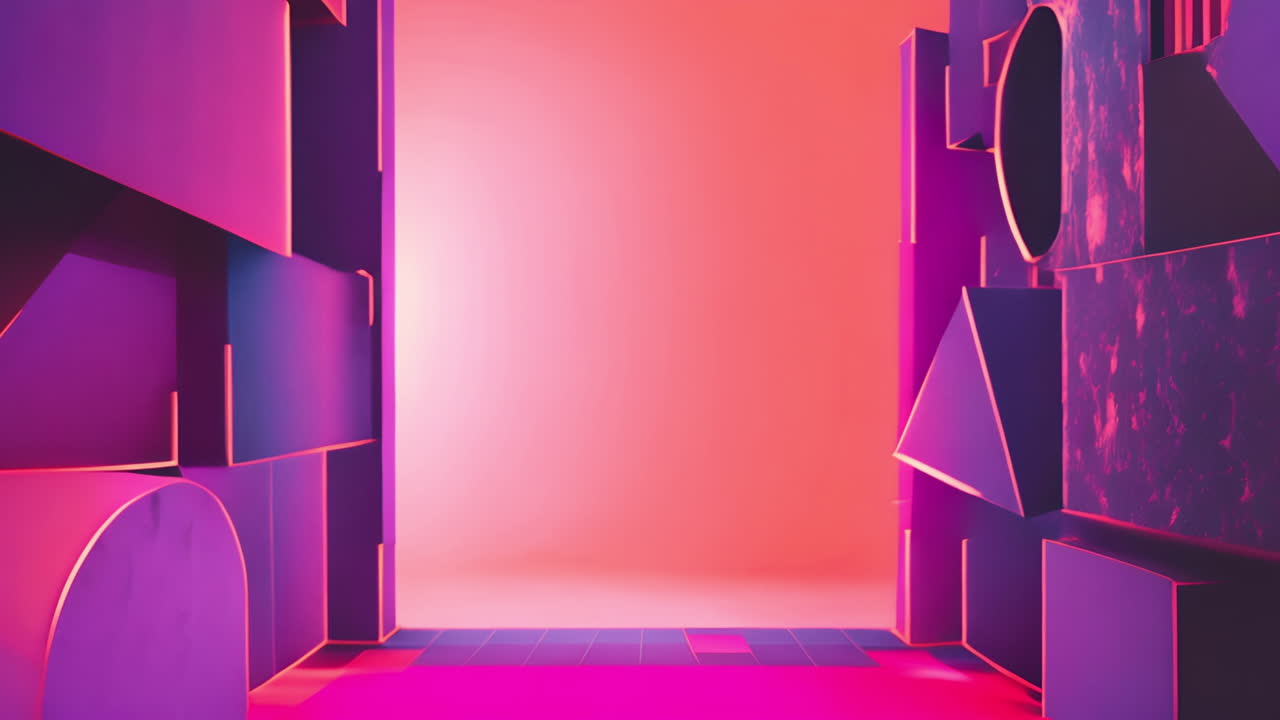 Geometric shapes and vibrant colors animation over abstract background