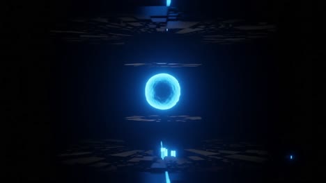 glowing blue sphere in a dark abstract background