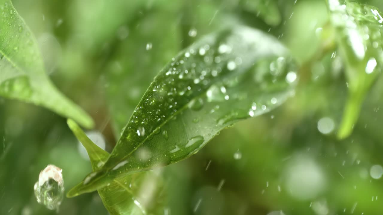 Premium stock video - Close up of raindrops in super slow motion. rain ...