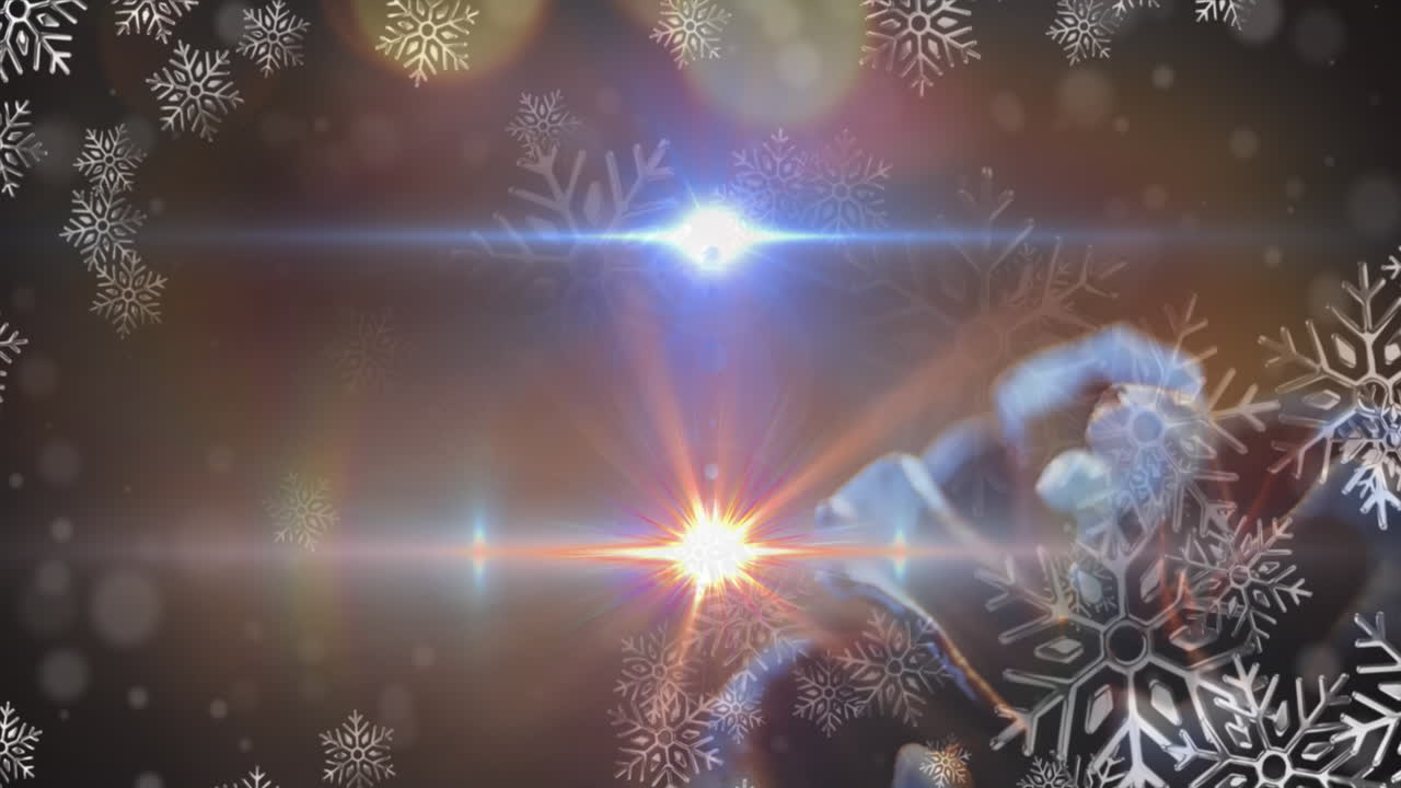 animación de la nieve cayendo sobre las decoraciones de navidad