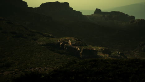 scenic mountain view with fog