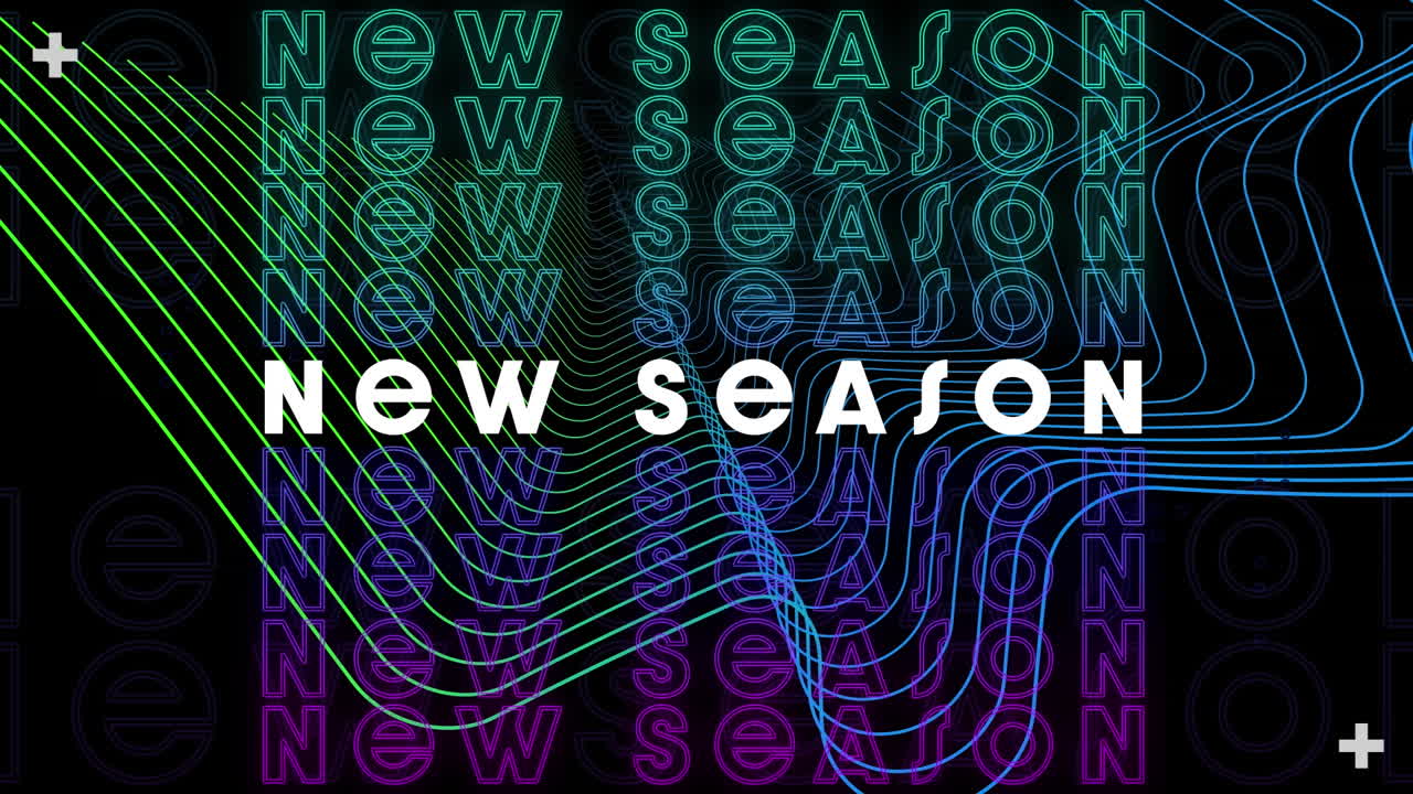 animación del texto de la nueva temporada sobre líneas móviles en negro