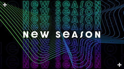 animación del texto de la nueva temporada sobre líneas móviles en negro