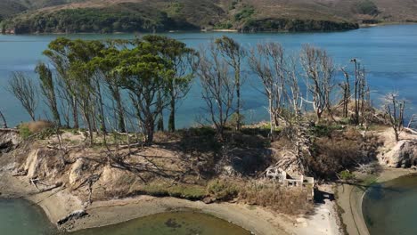 Point-Reyes,-Island-Beach,-drone-video