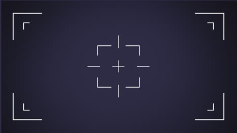 Animation of a rectangular white scope and central crosshair pulsating on a black background