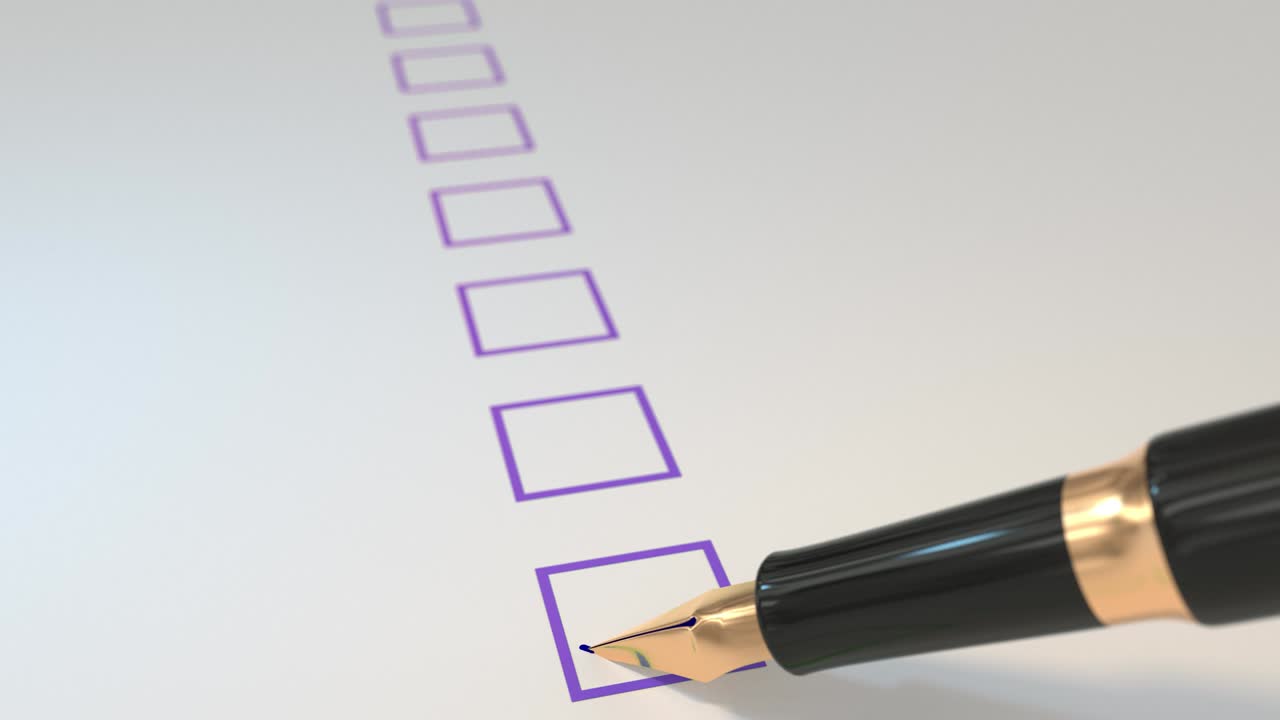 bolígrafo marcando las cajas fuente encuesta voto examen tick ticker bucle 4k