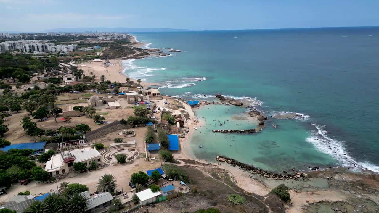 아치지브 국립공원의 아름다운 4k 드론 파노라마 비디오 - 이스라엘 북부