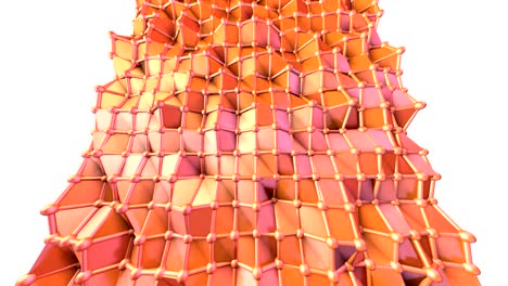 abstract simple pink orange low poly 3d surface as futuristic relief. soft geometric low poly motion background of shifting pure pink orange red polygons. 4k fullhd seamless loop background