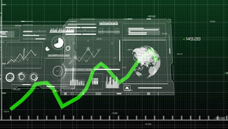 Animation-of-financial-data-processing-on-black-background