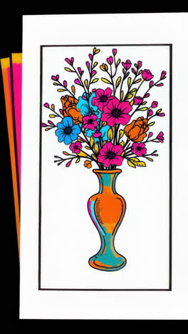 vibrant floral bouquet in a vase illustration