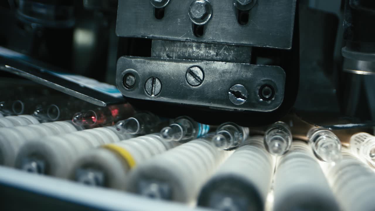 Test Tubes distributed by Conveyor machines in pharmaceutical factories