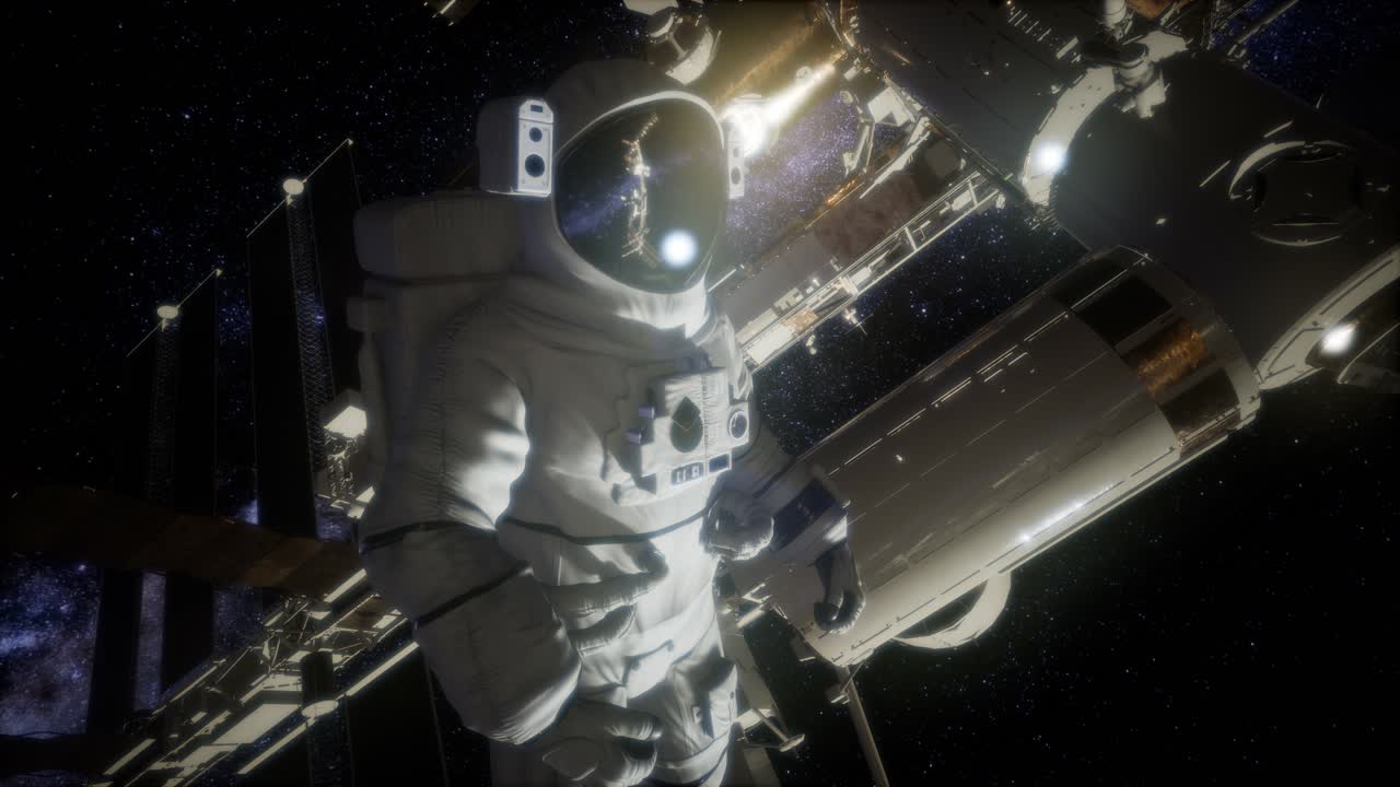 Astronauta all'esterno della Stazione Spaziale Internazionale durante una passeggiata spaziale