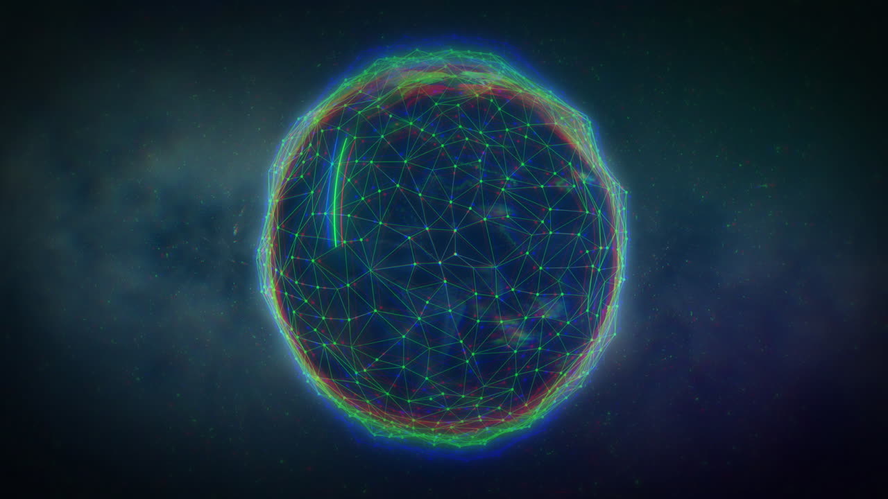 Animation of globe with network of connections over stars
