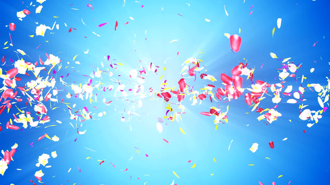 화려한 잎자루, 나선형 반이는 꽃잎, 꽃 모양, 예쁜 춤추는 꽃잎, 회전하는 꽃잎에서 소용돌이, 추상적인 루프 애니메이션.