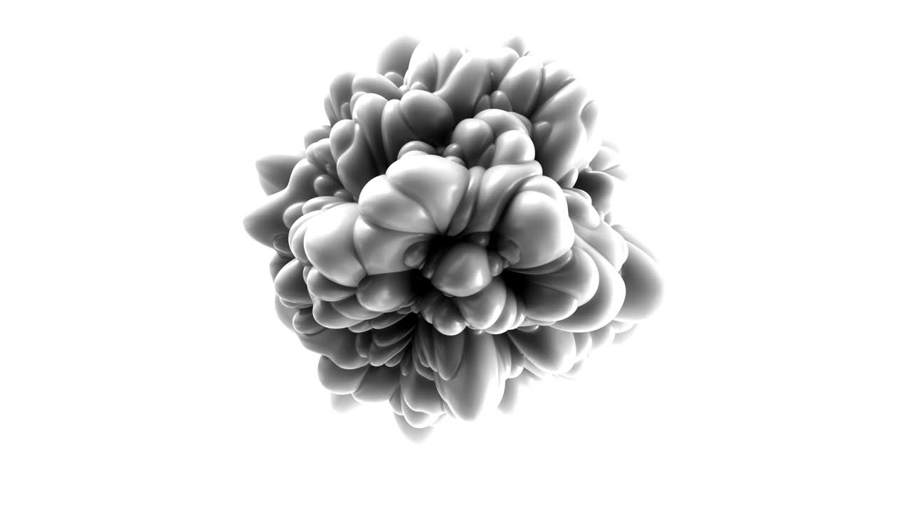 3d 으로 된 추상적인 구형과 부풀어오르는 물결 모양의 표면, 트렌디한 모노크롬 텍스처, 구부러진 모양의 고립된 공, 셀 모션 그래픽 디자인, 애니메이션 탄력적인 텍스처.