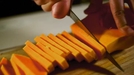 raw pumpkin cut. healthy food. cutting fresh pumpkin. pumpkin sliced