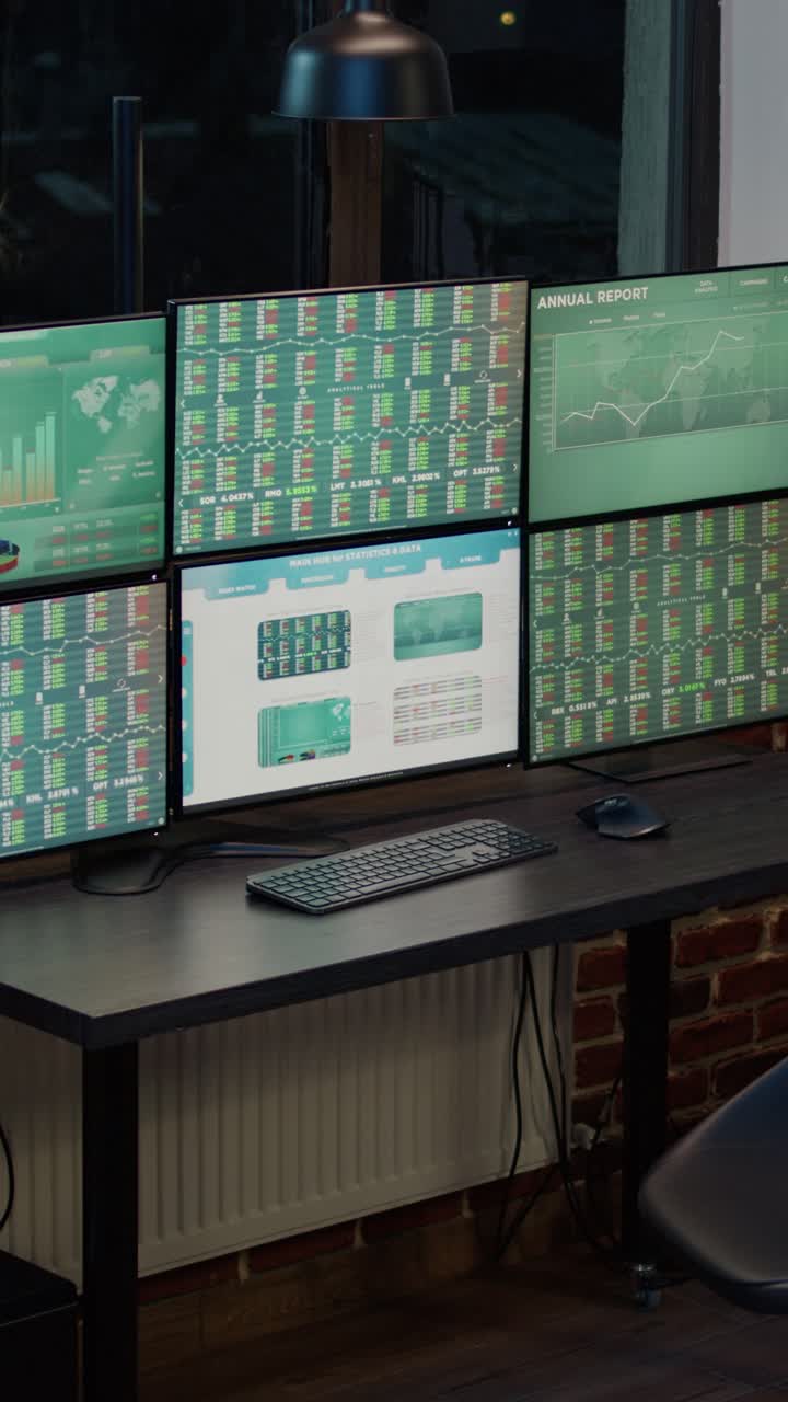 Stock Market Trading Workstation with Multiple Monitors