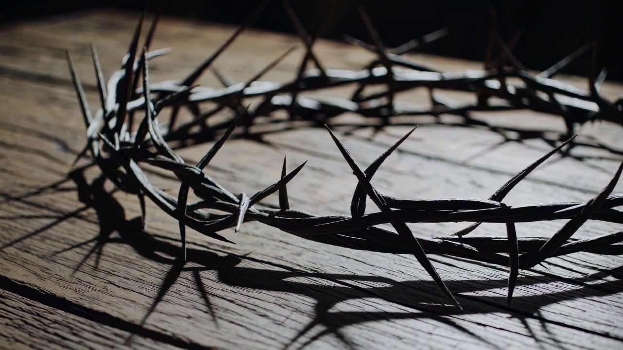Crown of Thorns Resting on a Wooden Table