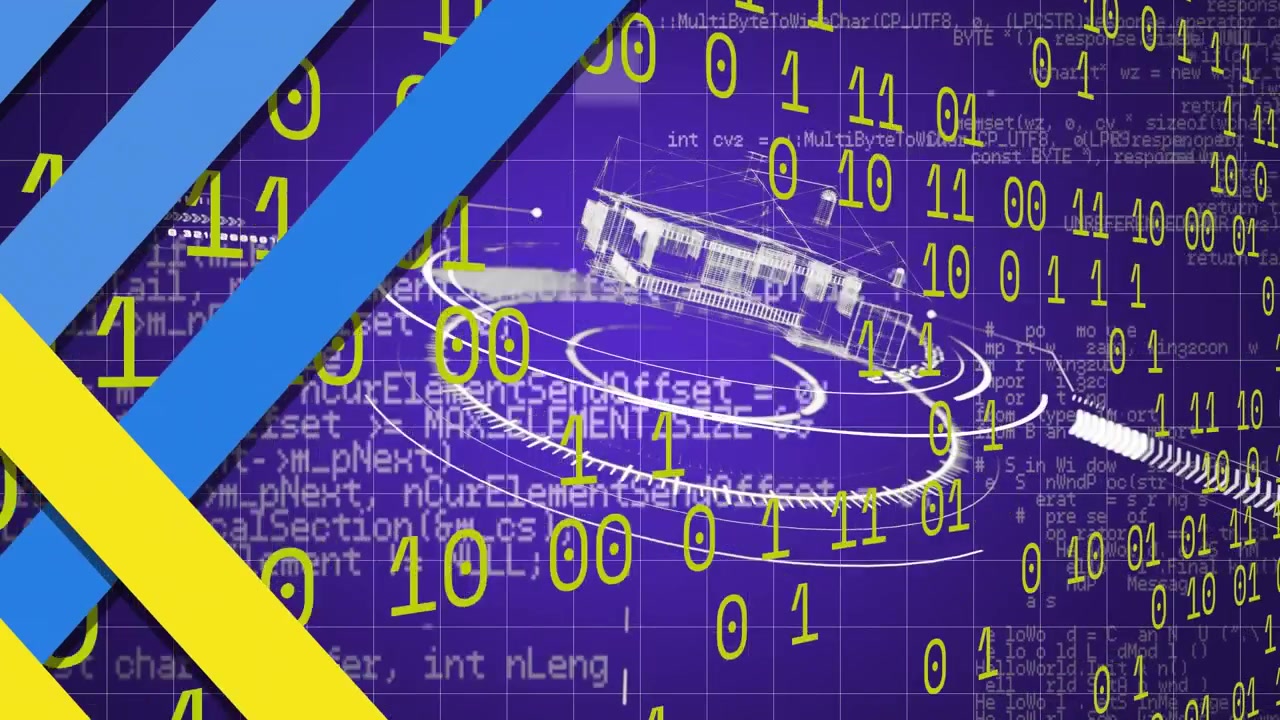Digital Data Stream with Binary Code and Rotating RAM Module