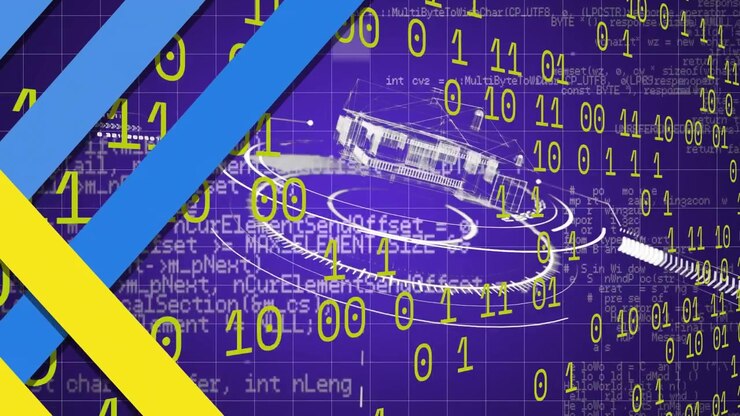 Digital Data Stream with Binary Code and Rotating RAM Module