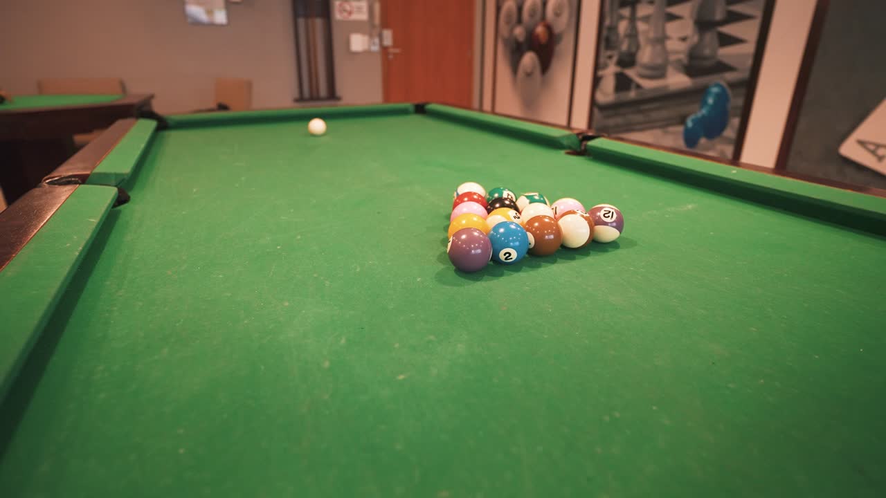 Snooker billiard table ready to play panoramic view