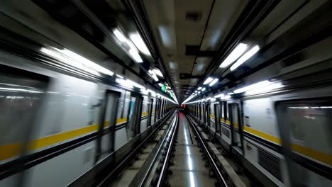 subway train in a tunnel
