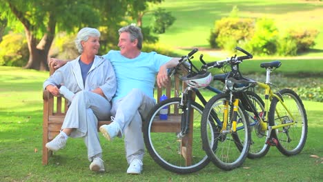 mature couple on a bench