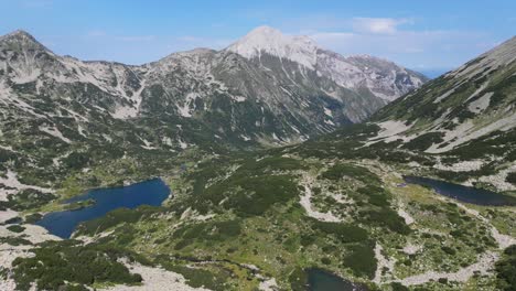 pirin national park lakes and mountain landscape in bulgaria - aerial 4k