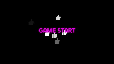 animation of thumbs-up icons on black background for game start screen