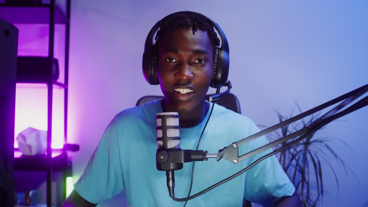 African American man streaming video game online