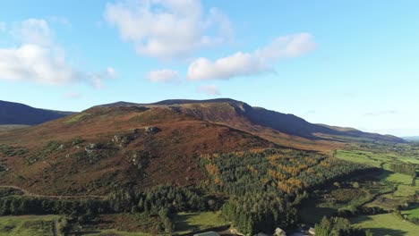 drone shot of the comeragh mountain range winter colours