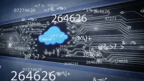 animazione dell'elaborazione dei dati scientifici su icona digitale