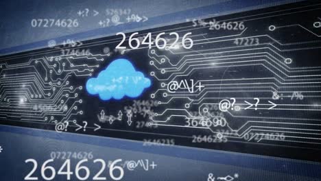 animation of scientific data processing over digital icon