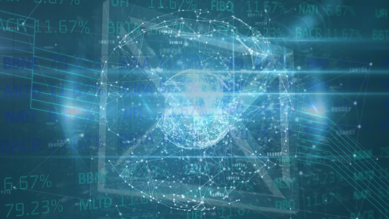 파란색 배경에 있는 데이터 처리의 애니메이션