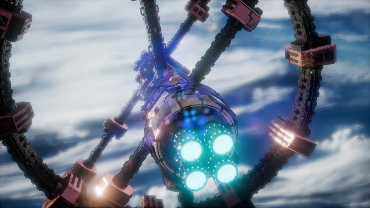 지구와 외계 우주 정거장 iss