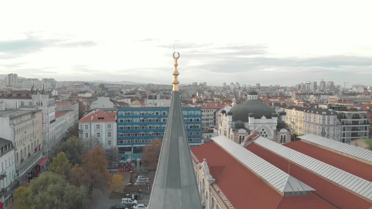 imágenes aéreas de drones 4k de la mezquita de banya bashi en sofía, bulgaria