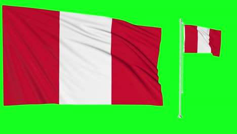 green screen waving peru flag or flagpole