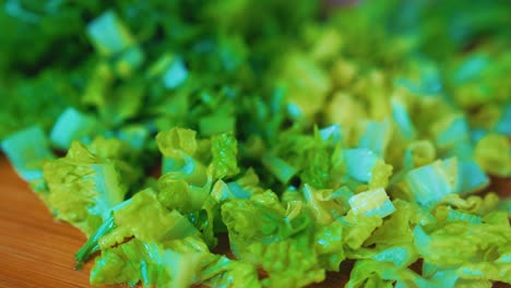 chopped lettuce, close up, freshly washed