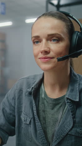 woman wearing headset