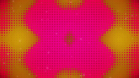 animación de nieve cayendo sobre puntos amarillos y rosados