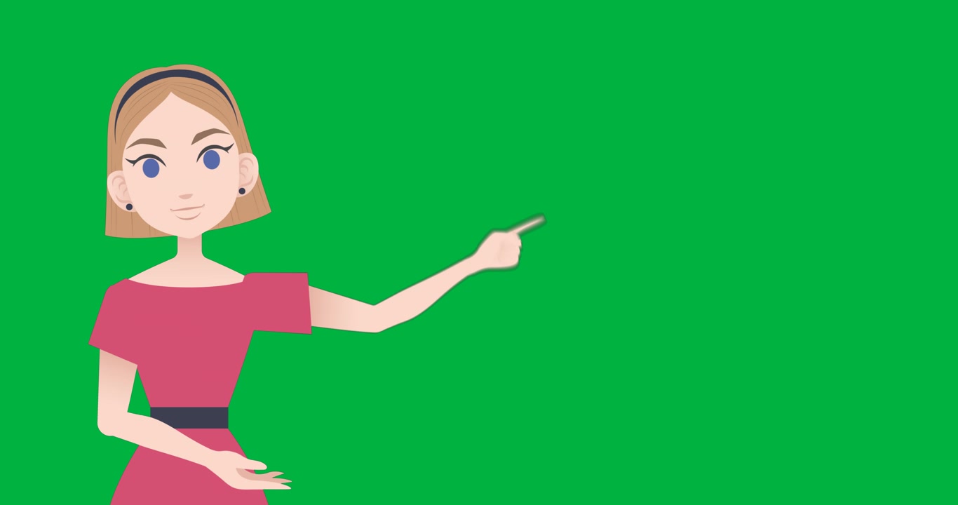 Animation of illustration of caucasian woman talking and pointing on transparent background