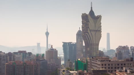 china summer day macau famous hotel tower cityscape rooftop panorama 4k time lapse