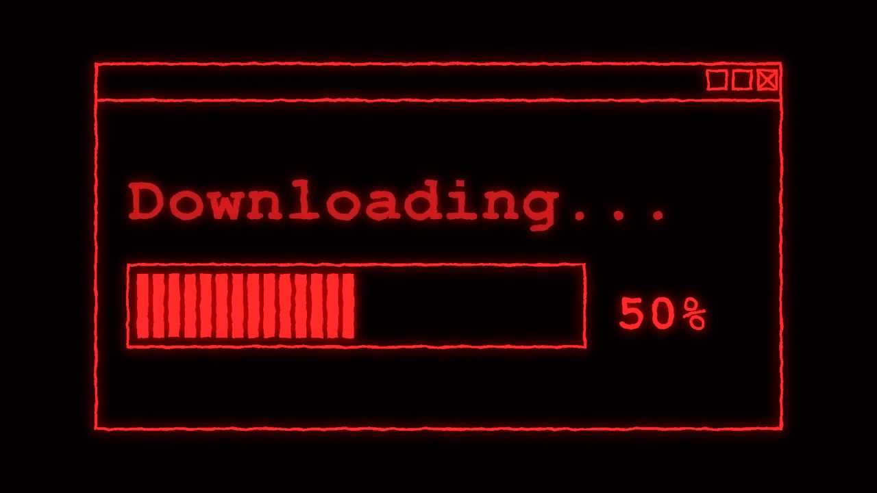 Barra de Progresso de Download Digital Vermelha em Fundo Preto