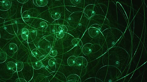 extraterrestre verde como formas de burbujas y círculos y líneas de electricidad espacio abstracto animación en bucle